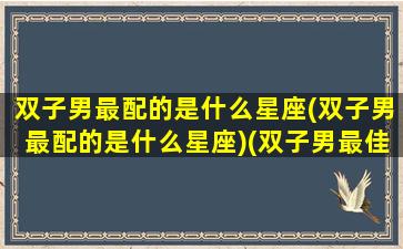 双子男最配的是什么星座(双子男最配的是什么星座)(双子男最佳匹配星座)