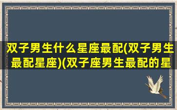 双子男生什么星座最配(双子男生最配星座)(双子座男生最配的星座)