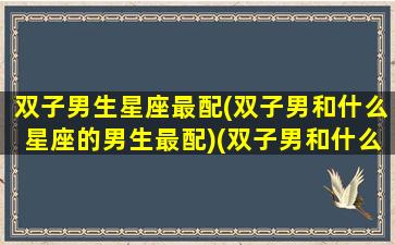 双子男生星座最配(双子男和什么星座的男生最配)(双子男和什么星座最配排行)