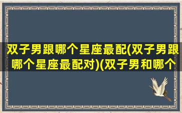 双子男跟哪个星座最配(双子男跟哪个星座最配对)(双子男和哪个星座最搭)