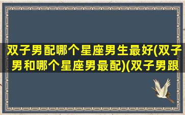 双子男配哪个星座男生最好(双子男和哪个星座男最配)(双子男跟哪个星座最配)