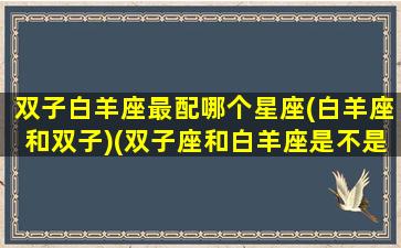 双子白羊座最配哪个星座(白羊座和双子)(双子座和白羊座是不是绝配)