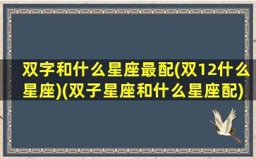 双字和什么星座最配(双12什么星座)(双子星座和什么星座配)