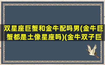 双星座巨蟹和金牛配吗男(金牛巨蟹都是土像星座吗)(金牛双子巨蟹座)