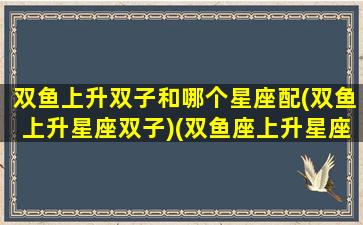 双鱼上升双子和哪个星座配(双鱼上升星座双子)(双鱼座上升星座双子座)