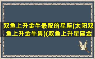 双鱼上升金牛最配的星座(太阳双鱼上升金牛男)(双鱼上升星座金牛座)