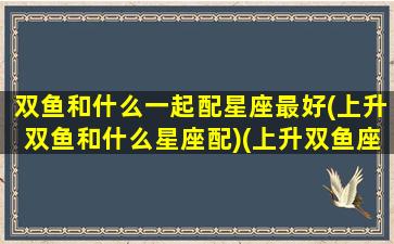 双鱼和什么一起配星座最好(上升双鱼和什么星座配)(上升双鱼座配对)