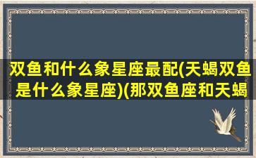 双鱼和什么象星座最配(天蝎双鱼是什么象星座)(那双鱼座和天蝎座呢)