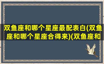 双鱼座和哪个星座最配表白(双鱼座和哪个星座合得来)(双鱼座和哪个星座最搭)