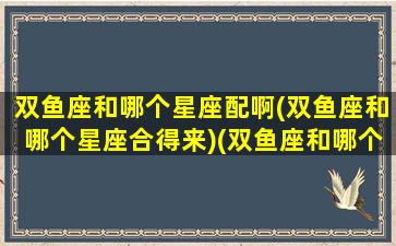 双鱼座和哪个星座配啊(双鱼座和哪个星座合得来)(双鱼座和哪个星座比较配)