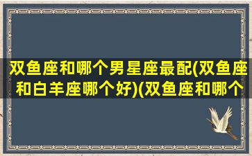 双鱼座和哪个男星座最配(双鱼座和白羊座哪个好)(双鱼座和哪个男明星最配)