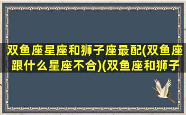 双鱼座星座和狮子座最配(双鱼座跟什么星座不合)(双鱼座和狮子座匹配指数)