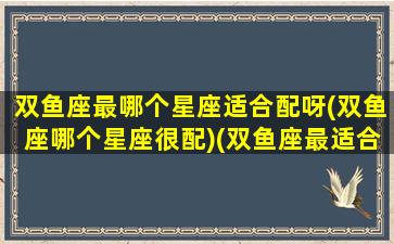 双鱼座最哪个星座适合配呀(双鱼座哪个星座很配)(双鱼座最适合和什么星座交朋友)