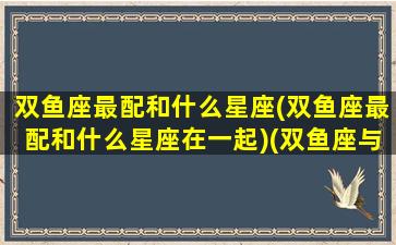 双鱼座最配和什么星座(双鱼座最配和什么星座在一起)(双鱼座与什么星座最配)