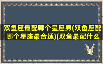 双鱼座最配哪个星座男(双鱼座配哪个星座最合适)(双鱼最配什么星座男)