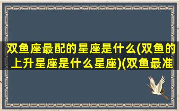 双鱼座最配的星座是什么(双鱼的上升星座是什么星座)(双鱼最准确的上升星座查询表)