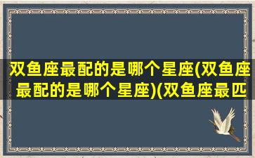 双鱼座最配的是哪个星座(双鱼座最配的是哪个星座)(双鱼座最匹配什么星座)