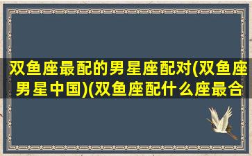 双鱼座最配的男星座配对(双鱼座男星中国)(双鱼座配什么座最合适男生)