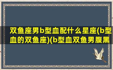 双鱼座男b型血配什么星座(b型血的双鱼座)(b型血双鱼男腹黑花心)