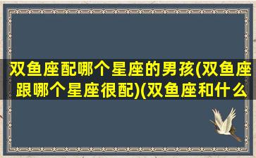 双鱼座配哪个星座的男孩(双鱼座跟哪个星座很配)(双鱼座和什么座男生合适)