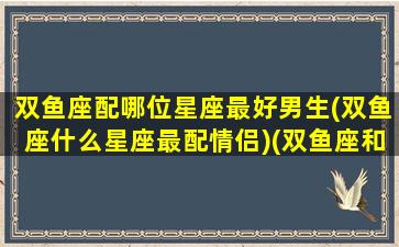 双鱼座配哪位星座最好男生(双鱼座什么星座最配情侣)(双鱼座和什么星座最配做男朋友)