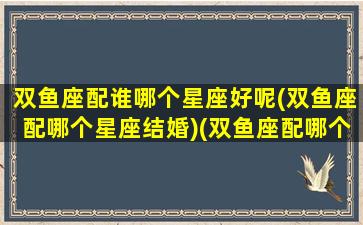 双鱼座配谁哪个星座好呢(双鱼座配哪个星座结婚)(双鱼座配哪个星座最好)