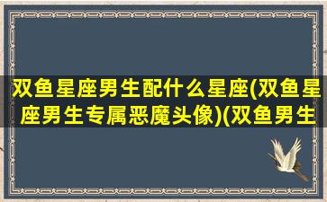 双鱼星座男生配什么星座(双鱼星座男生专属恶魔头像)(双鱼男生最配什么星座)