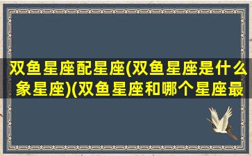 双鱼星座配星座(双鱼星座是什么象星座)(双鱼星座和哪个星座最配)