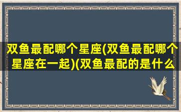 双鱼最配哪个星座(双鱼最配哪个星座在一起)(双鱼最配的是什么星座)