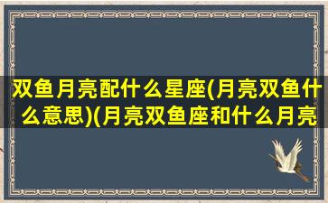 双鱼月亮配什么星座(月亮双鱼什么意思)(月亮双鱼座和什么月亮星座最配)