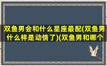 双鱼男会和什么星座最配(双鱼男什么样是动情了)(双鱼男和哪个星座绝配)