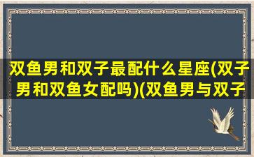 双鱼男和双子最配什么星座(双子男和双鱼女配吗)(双鱼男与双子女的配对)