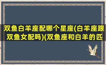 双鱼白羊座配哪个星座(白羊座跟双鱼女配吗)(双鱼座和白羊的匹配度是多少)