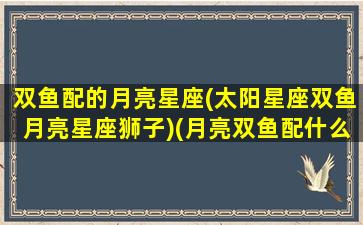 双鱼配的月亮星座(太阳星座双鱼月亮星座狮子)(月亮双鱼配什么太阳星座最好)