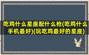 吃鸡什么星座配什么枪(吃鸡什么手机最好)(玩吃鸡最好的星座)