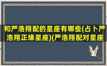 和严浩翔配的星座有哪些(占卜严浩翔正缘星座)(严浩翔配对星座)