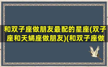 和双子座做朋友最配的星座(双子座和天蝎座做朋友)(和双子座做朋友的好处)