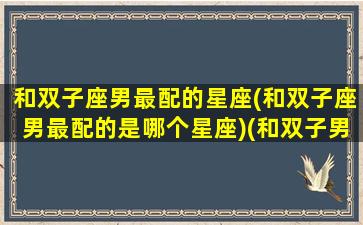 和双子座男最配的星座(和双子座男最配的是哪个星座)(和双子男绝配的星座女)