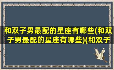 和双子男最配的星座有哪些(和双子男最配的星座有哪些)(和双子座(尤其是男生的相处方式)