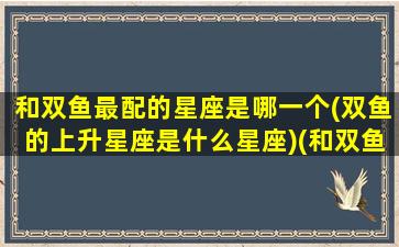 和双鱼最配的星座是哪一个(双鱼的上升星座是什么星座)(和双鱼座最匹配的是什么星座)