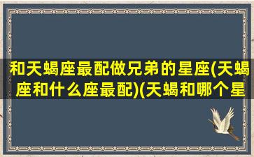 和天蝎座最配做兄弟的星座(天蝎座和什么座最配)(天蝎和哪个星座最适合做朋友)
