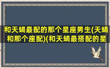 和天蝎最配的那个星座男生(天蝎和那个座配)(和天蝎最搭配的星座)