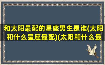 和太阳最配的星座男生是谁(太阳和什么星座最配)(太阳和什么最配情侣名)