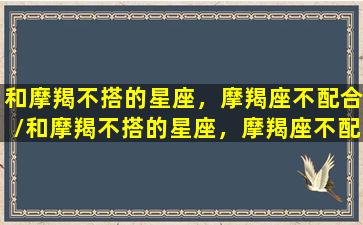 和摩羯不搭的星座，摩羯座不配合/和摩羯不搭的星座，摩羯座不配合-我的网站