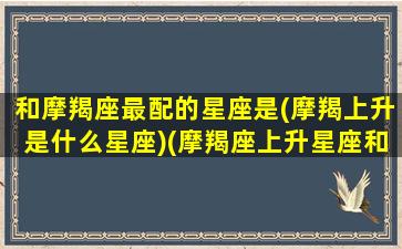 和摩羯座最配的星座是(摩羯上升是什么星座)(摩羯座上升星座和太阳星座)