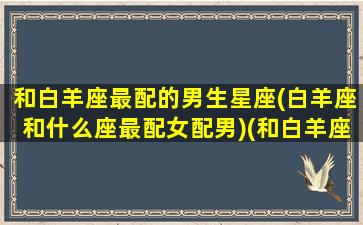 和白羊座最配的男生星座(白羊座和什么座最配女配男)(和白羊座最匹配的星座是什么)