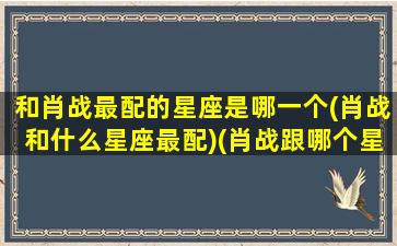 和肖战最配的星座是哪一个(肖战和什么星座最配)(肖战跟哪个星座的最配)