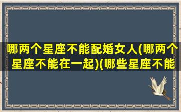 哪两个星座不能配婚女人(哪两个星座不能在一起)(哪些星座不能在一起)