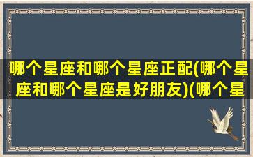 哪个星座和哪个星座正配(哪个星座和哪个星座是好朋友)(哪个星座和哪个星座最搭配)