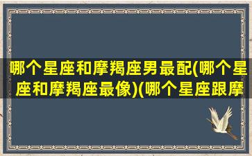 哪个星座和摩羯座男最配(哪个星座和摩羯座最像)(哪个星座跟摩羯座最配)